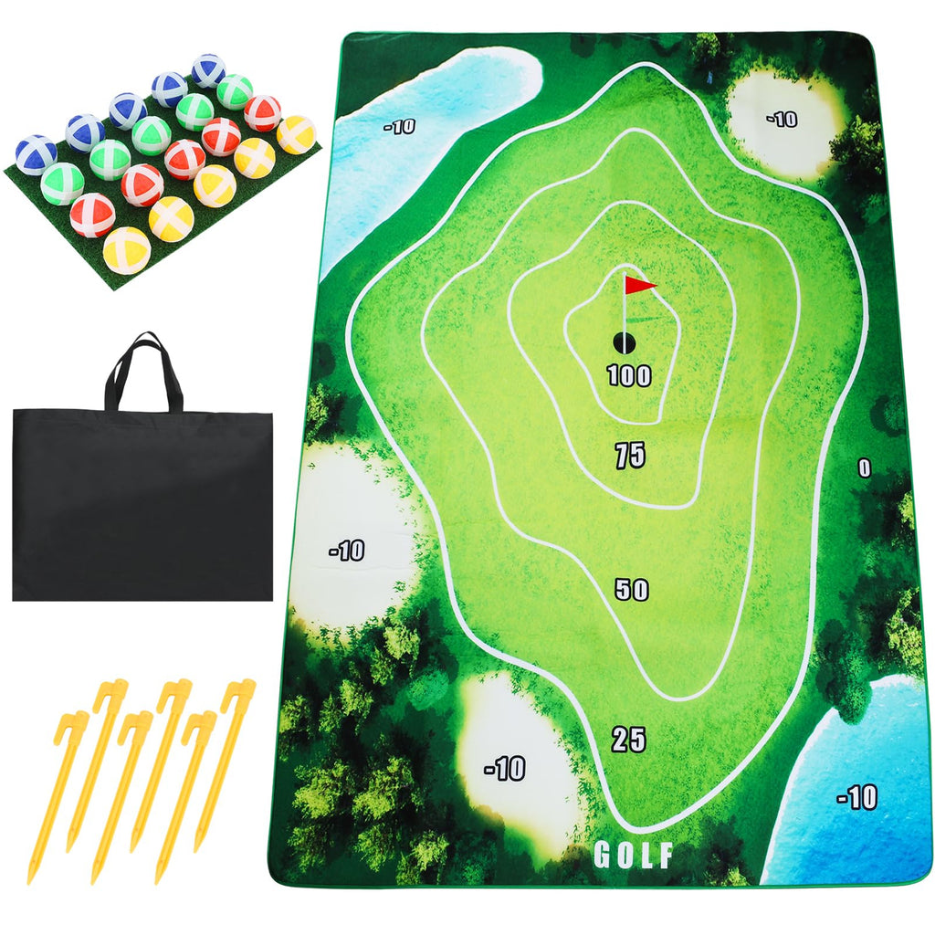 Golf Chipping Game Mat Set - 47"x70" Golf Game Outdoor Indoor Practice Mat for Home Backyard Garage Game Yard(No Club)