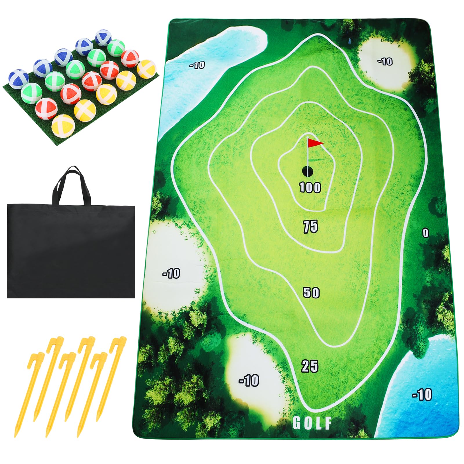 Golf Chipping Game Mat Set - 47"x70" Golf Game Outdoor Indoor Practice Mat for Home Backyard Garage Game Yard(No Club)